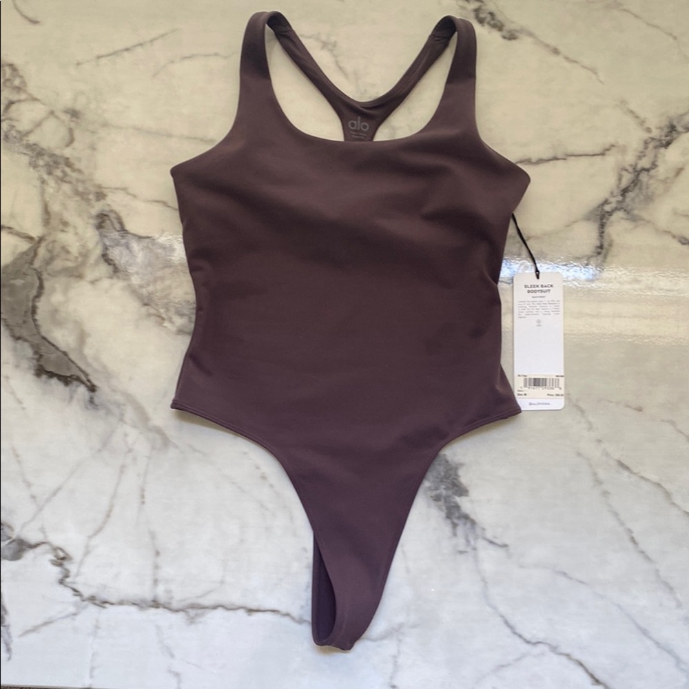 Alo Sleek Back Bodysuit in Raisin Medium